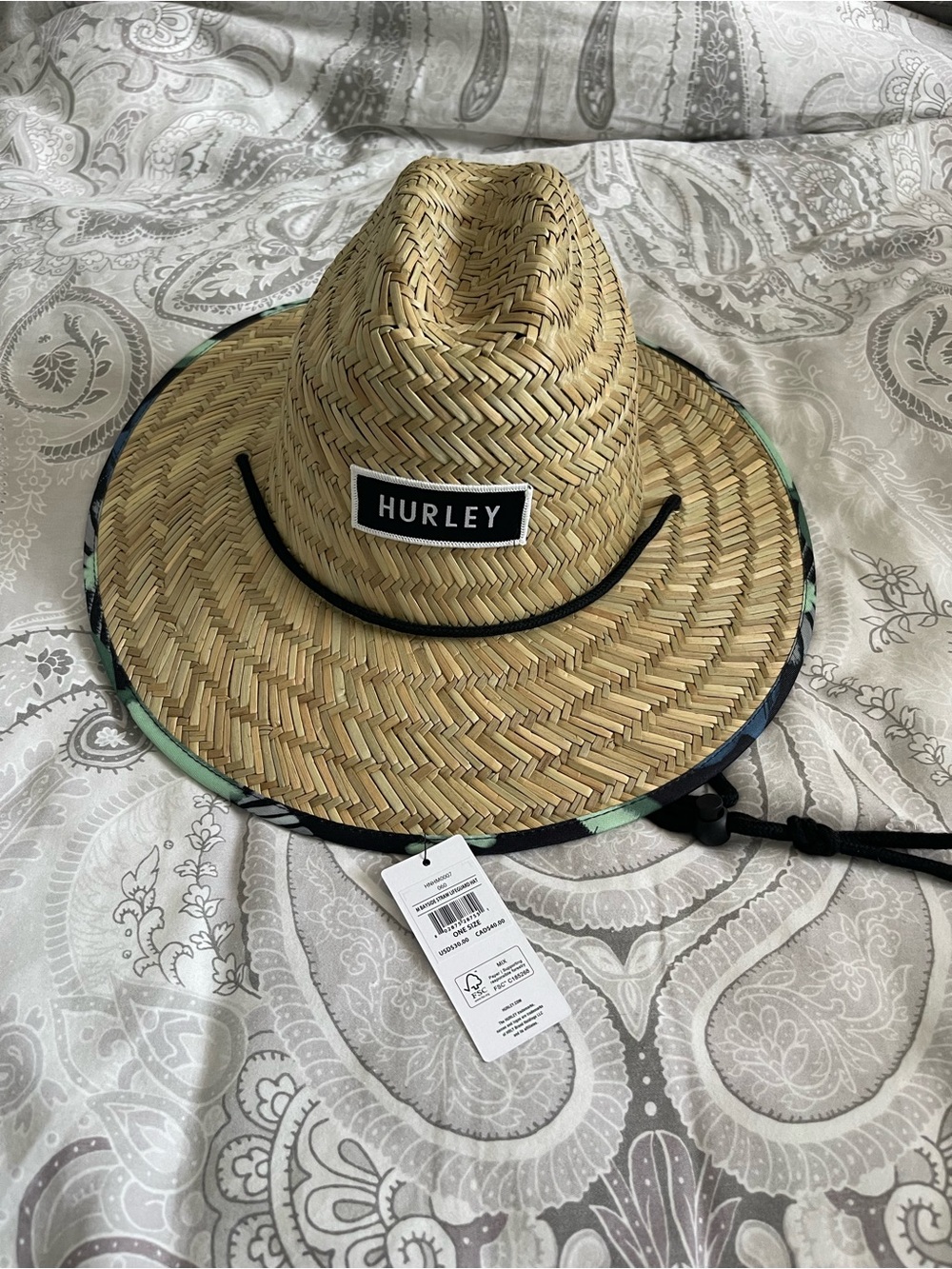 HURLEY BAYSIDE STRAW LIFEGUARD HAT Tropical Beach Pool Sun